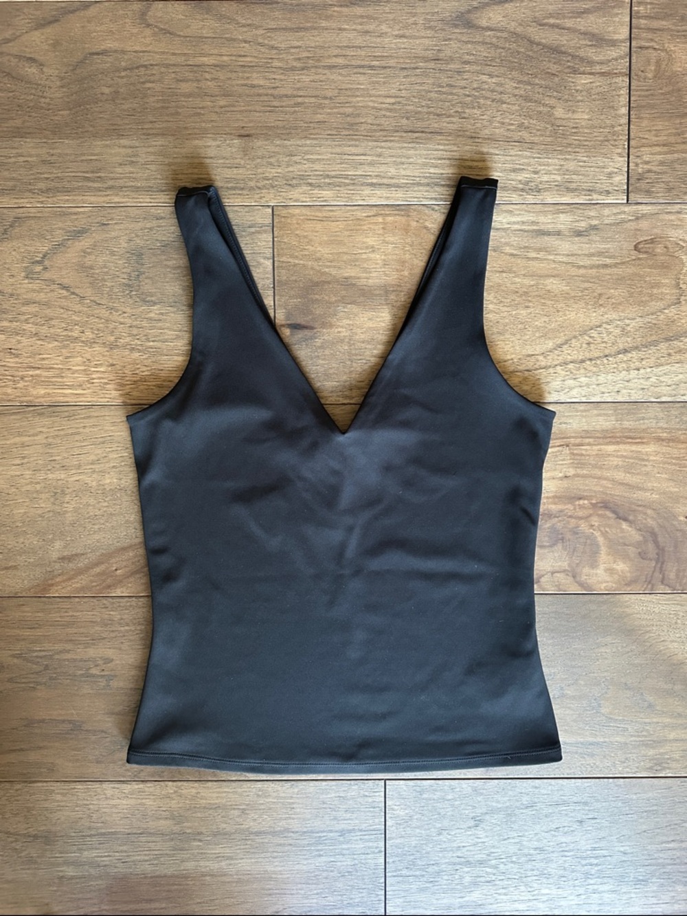 Express Body Contour High Compression Double V-Neck Tank, Black
